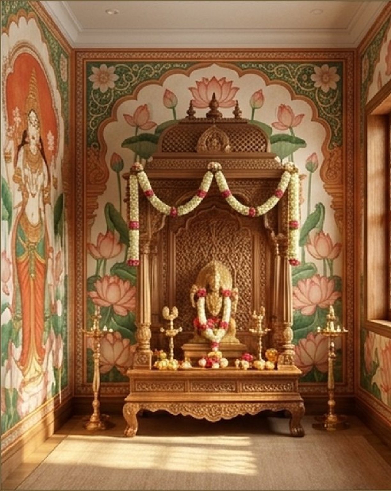 Kerala Mural Blossom The Divine Geometry of Nature — WJWP-ART-001