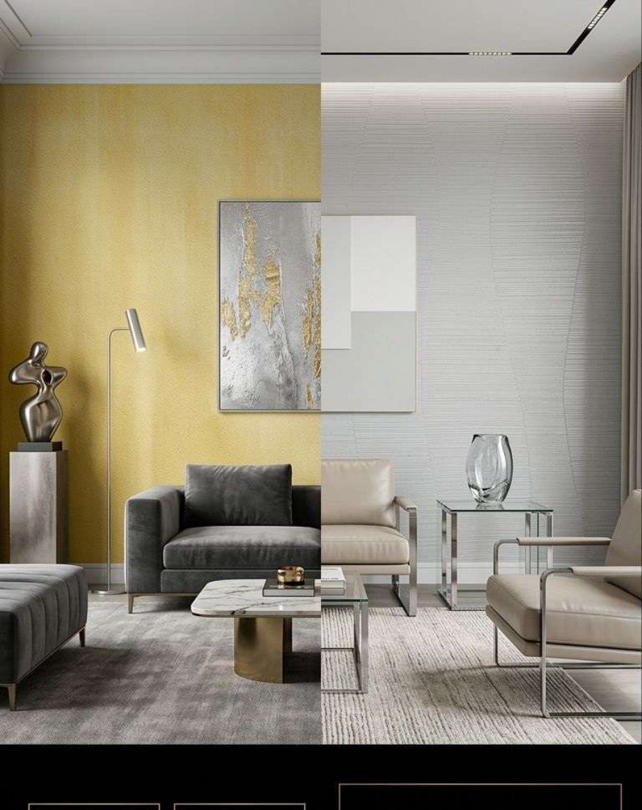 Plain wallpaper design 6032/2 — in the room