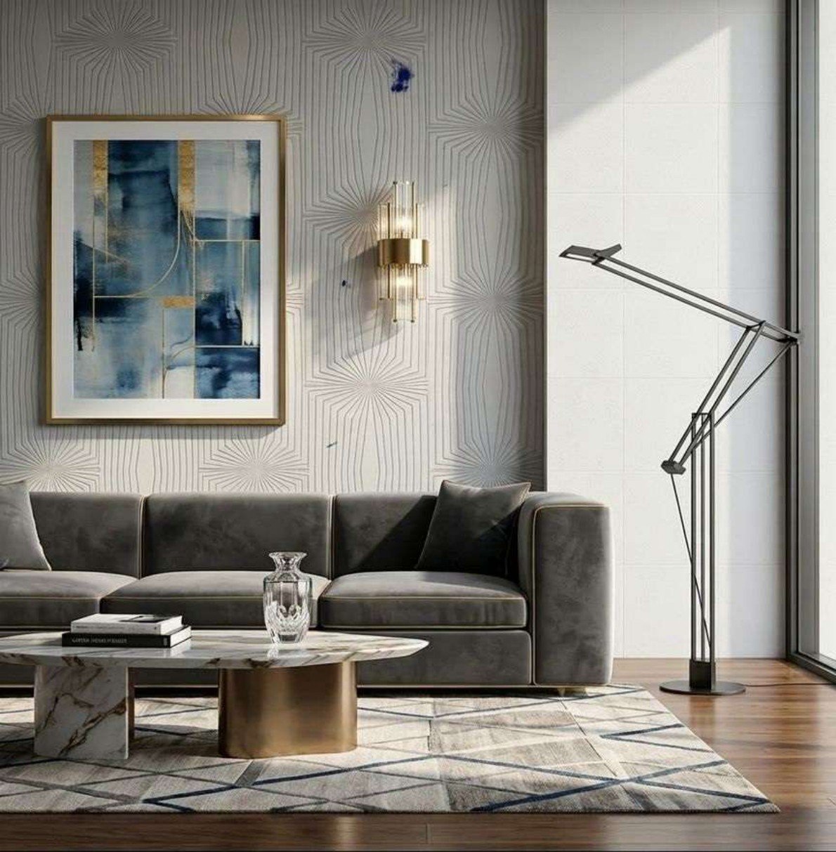 Plain wallpaper design 6877/2 — in the room